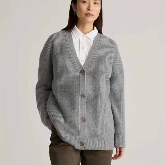 Mongolian Cashmere Oversized Boyfriend Cardigan Sweater Size L - Picture 1 of 12